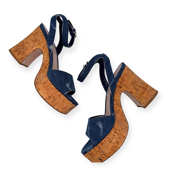 Miu Miu Denim Platform Cork Sandals | Size 36 - Picture 7 of 11